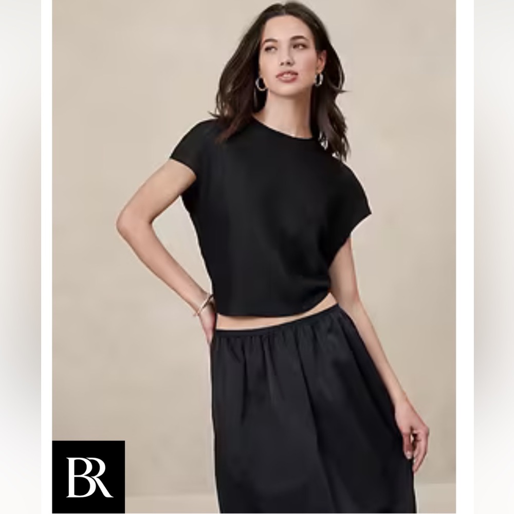 NWT Black Banana Republic Factory Satin Blouse